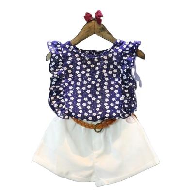 China New Girls Summer Casual Fashion Girls Clothes Kids Floral Vest Shorts 2Pcs Set for sale