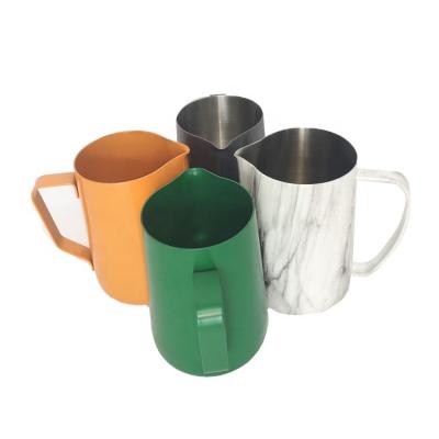 China Customized Viable Spray Color Outer Printing Milk Pitcher For Making Milk Foam for sale