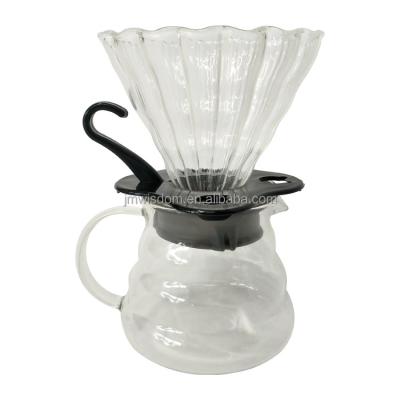 China Sustainable High Quality High Borosilicate Glass Filter Mug Coffee Kettle With Cup Holder for sale