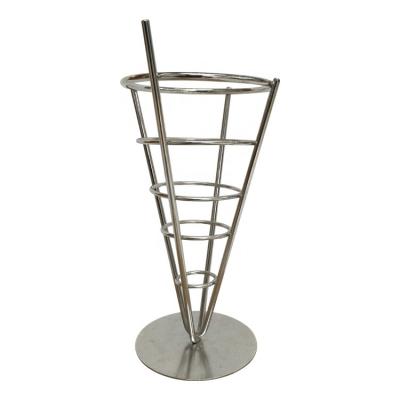 China High Quality Viable Stainless Steel French Fries Holder Cone Chips Rack Display For Restaurant for sale