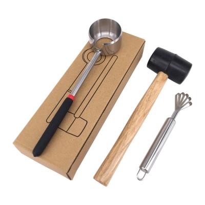 China Food Grade Stainless Steel Sustainable Manual Coconut Opening Tool Kit for Thai Coconut for sale