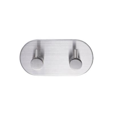 China Durable Stainless Steel Double Hooks Directly Strong Stick Adhesive Hook For Wall Hanging for sale