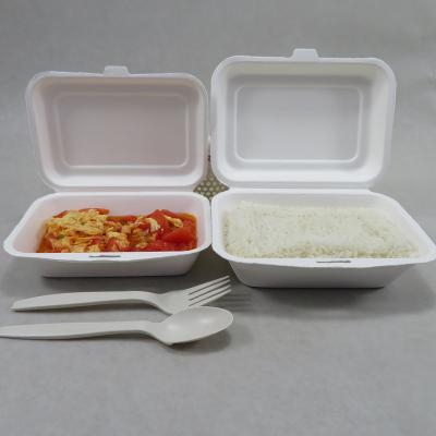 China Disposable 100% Biodegradable Sugarcane Bagasse Fast Food Paper Container for sale