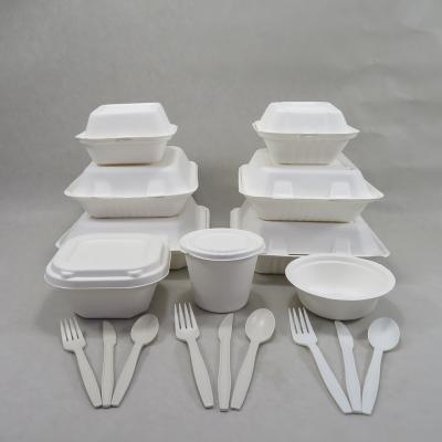 China Pulp Molding Square Paper Bagasse Fast Food Container Chemical Embossing Waterproof Bamboo Box for sale