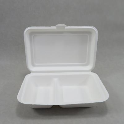 China Viable Wholesale Biodegradable Disposable 2 Compartment Lunch Clamshell Thermal Box for sale