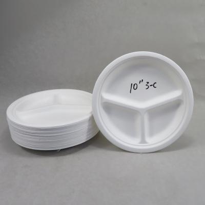 China Wholesale Disposable 3 Compartment Biodegradable Bamboo Party Round Paper Plates for sale