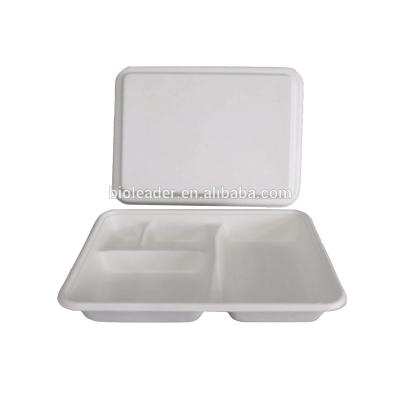 China 5 Compartment Disposable Paper Bagasse Tray Plate for sale