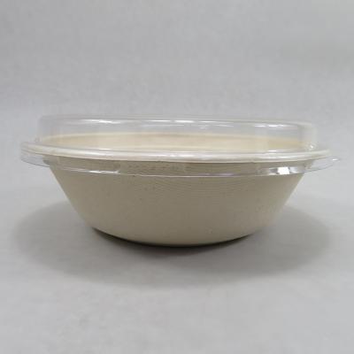 China Disposable Eco-Friendly 32oz Bagasse Paper Bowl With Lid Compostable Microwave Safe Made From Sugar Cane Fibers for sale