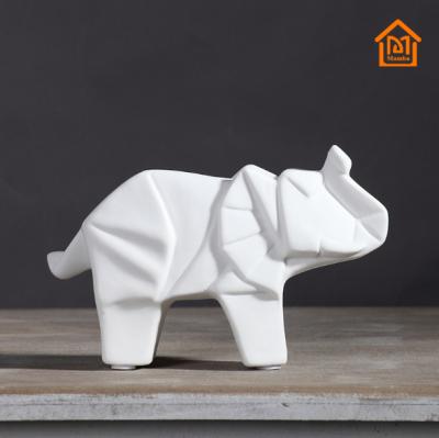 China Africa style cheap wholesale simple geometric shape white ceramic elephants for sale