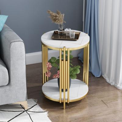 China Eco-friendly Nordic Marble Negotiation Hotel Coffee Table Gold Double Round Table Office for sale