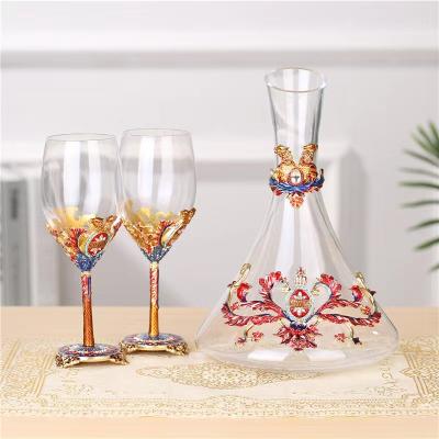 China New Classic/Postmodern Enamel Crystal Glass Wine Cup Goblet Gift Set Goblets Glass for sale