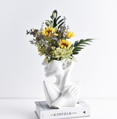 China Eco-friendly European flower be careful bust portrait pot home decoration ceramic flower arrangement for sale