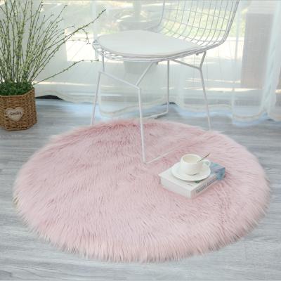 China Modern Washable Wholesale Washable Faux Fur Sheepskin Blanket Around Shape Faux Fur Blankets For Home Decor Fluffy Fur Blanket for sale