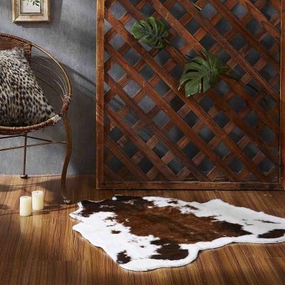 China Hot Sale Washable Faux Fur Cowhide Blankets And Blankets Alert Print Animal Faux Fur Blanket For Living Room Artificial Cowhide Covering Rugs for sale