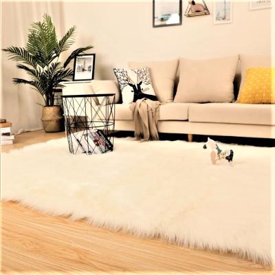 China White Washable Washable Faux Fur Blanket For Bedroom Floor Sheepskin Fur Area Rugs Super Soft Rectangle Blanket for sale