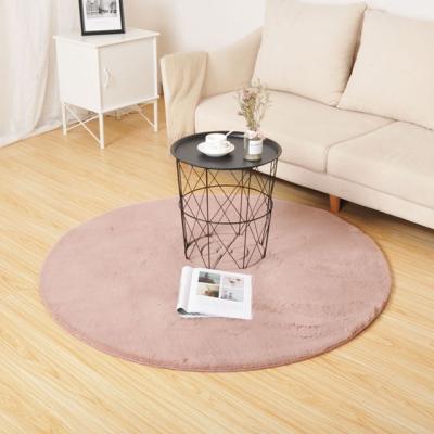 China Washable Round Pink Faux Fur Blanket Bedside Fluffy Blankets And Bunny Blankets For Living Room for sale