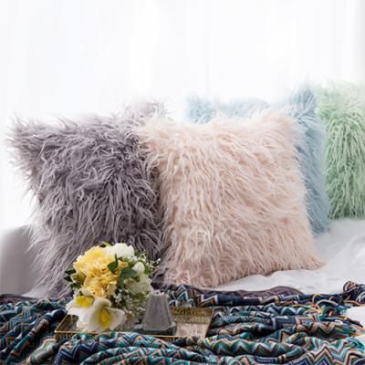 China Wholesale Decorative Soft Faux Fur Plaid Faux Fur Pillow Shapes Hairy Pillow Cushion Covers for sale