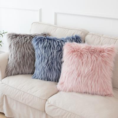 China Wholesale Faux Fur Tile Gifts Faux Fur Throw Pillow Long Hair Throw Blanket Plaid Fluffy Decorative Shape Anti-pilling Anti-pilling for sale