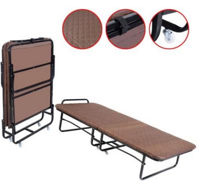 China Stable Metal Folding Cot Portable Folding Bed With Wheels Powder Coating Finishing for sale