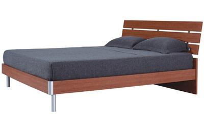 China Luxurious Customized Color Dark Wood Frame Bed With Metal Supporting Legs for sale