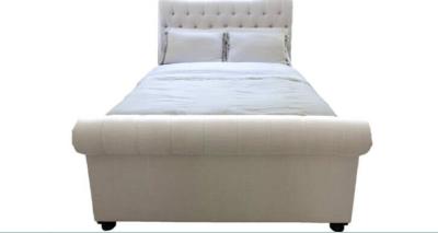 China White Fabric Full Size Modern Upholstered Beds With Footboards And Rolled Headboard for sale