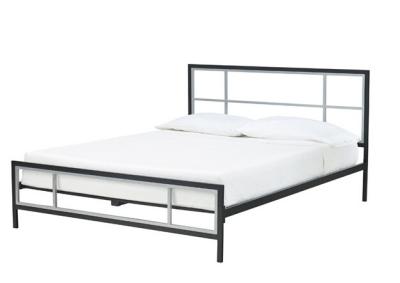 China Sample Modern metal frame bed, queen size, steel structure with wood slats for sale