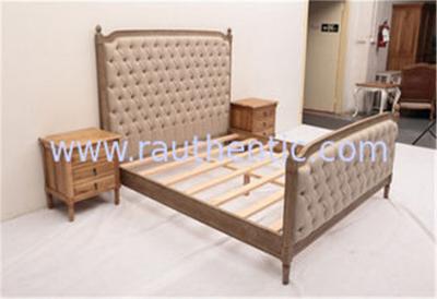 China Sturdy High Headboard King Size Upholstered Platform Bed , Custom Wood And Upholstered Beds for sale