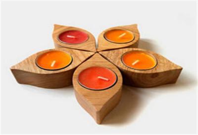 China Elegant Wooden Candle Base / Shelf , Decorative Dark Wooden Candle Holders Set for sale