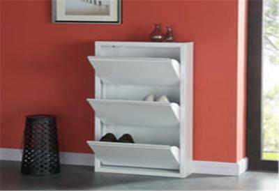 China Modern White Shoes Holder Cabinet , Metal Structure Shoe Rack Storage Cabinet for sale