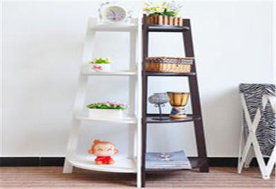 China Freestanding Storage Rack Shelf Wooden Corner Display Shelf With 4 Tier for sale