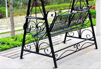 China Metal Garden Other Furniture Two Seater Wrought Iron Hanging Swing Chair for sale