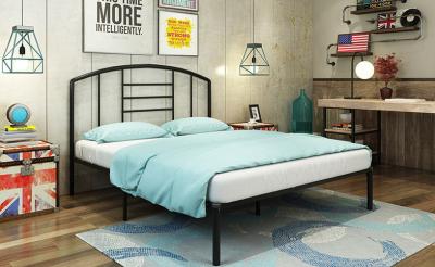 China Simple Metal Frame Bed / Modern Iron Bed  Durable Adult Bedroom Bed Steel Material for sale