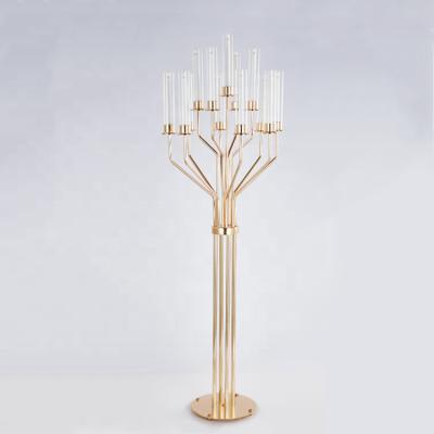 China European Style 1.6M Tall Candle Holder Wedding Decorative Candle Holders Metal Candelabra With Glass for sale