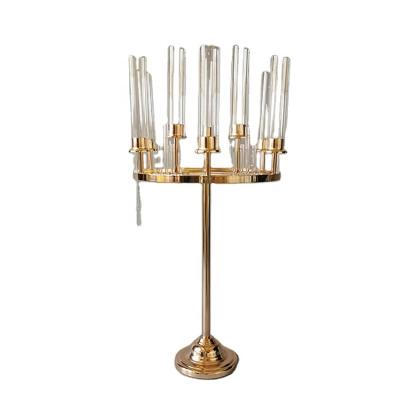 China European Wedding Event Style Candle Holder Stand Gold Decoration Table Centerpiece for sale