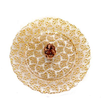 China Sustainable Luxury Wholesale Gold Charger Plates Decoration To Wedding Plates Glass Rose for sale