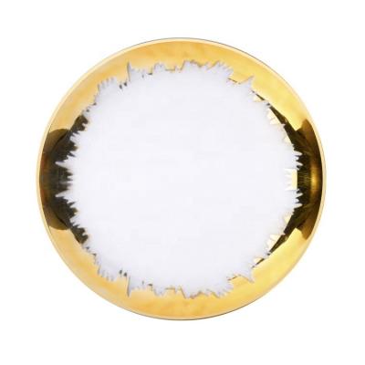 China Round Hot Spun Gold Edged Charger Plate Plastic Clear Wedding Plates for sale