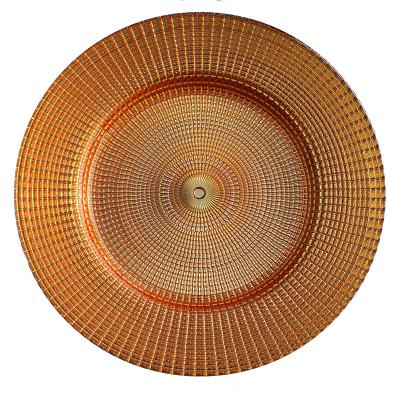 China 13 Inch 33CM Sun Sustainable New And Restaurant Decoration Charger Glass Dish for sale