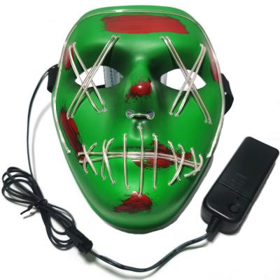 China PVC green face x face split men and women party bar atmosphere Halloween led mask mask for Halloween for sale