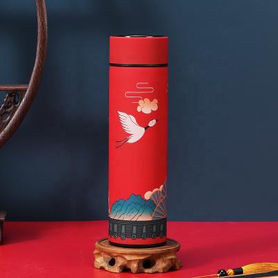 China PORTABLE Water Bottle Stainless Steel Vacuum Flask LED Insulated Red Smart Thermos Cups With Filter Insulated Water Bottles for sale