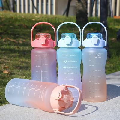 China Large DS GYM 2000ml Sustainable Motivational Water Bottle With Time Marker And Straw for sale