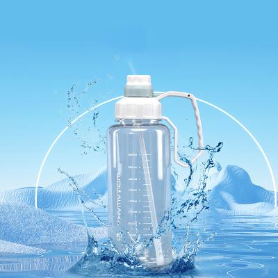 China DS Gym Viable Custom Large Capacity Sports Clear Plastic Motivational Water Bottle With Time Marker And Straw for sale