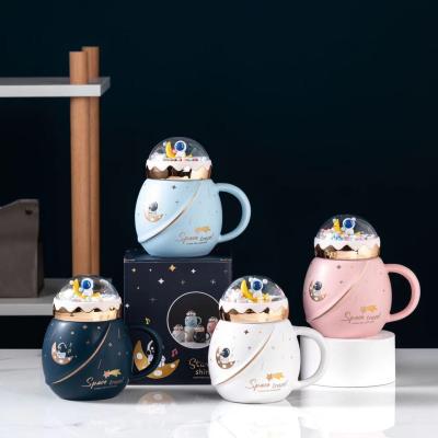 China Wholesale Personalized Sustainable Gift Cute Cartoon Water Eco Friendly Insulated Handmade Ceramic Mugs Milk Coffee Mug With Lid for sale