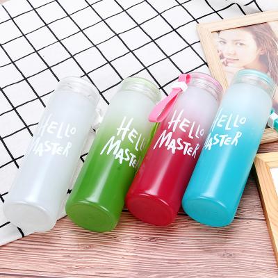 China Wholesale Sustainable Design Wide Mouth Borosilicate Drinking Custom Glass Water Bottle With Plastic Lid for sale