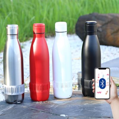 China Customized Viable Portable Smart Wireless Speaker Tumblers Music Player Water Bottle 500ml Double Wall Stainless Steel Tumbler for sale