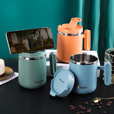 China RTS Stainless Steel Gift Viable Portable Insulated Coffee Mug With Handle Custom Logo Vacuum Large Capacity Double Wall Mug With Lid for sale