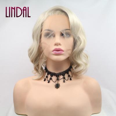 China Other LINDAL Premium Fiber Short Lead Synthetic Wigs Japanese Curly Wigs For Women Black Gray Synthetic Hair for sale