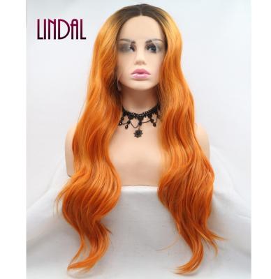 China Other LINDAL synthetic fiber lace wig futura ombre wigs high quality japanese orange synthetic futura hair wigs for sale