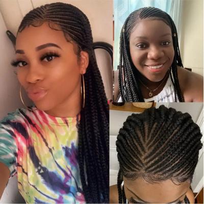 China LINDAL Hand-Braided 13X6 Lace Frontal Side Part Twist Braids Wigs With Baby Hair For Black Women 100% Synthetic Wig for sale