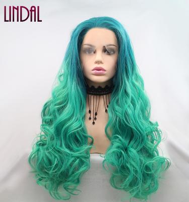 China Other LINDAL wholesale synthetic wigs front lace T than colorful colors synthetic lace wig rainbow cosplay cheap synthetic wig for sale