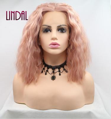 China Other LINDAL Kinky Curly Wigs Synthetic Short Curly Lace Front Wig 14inches Orange Afro Kinky Curly Wig for sale